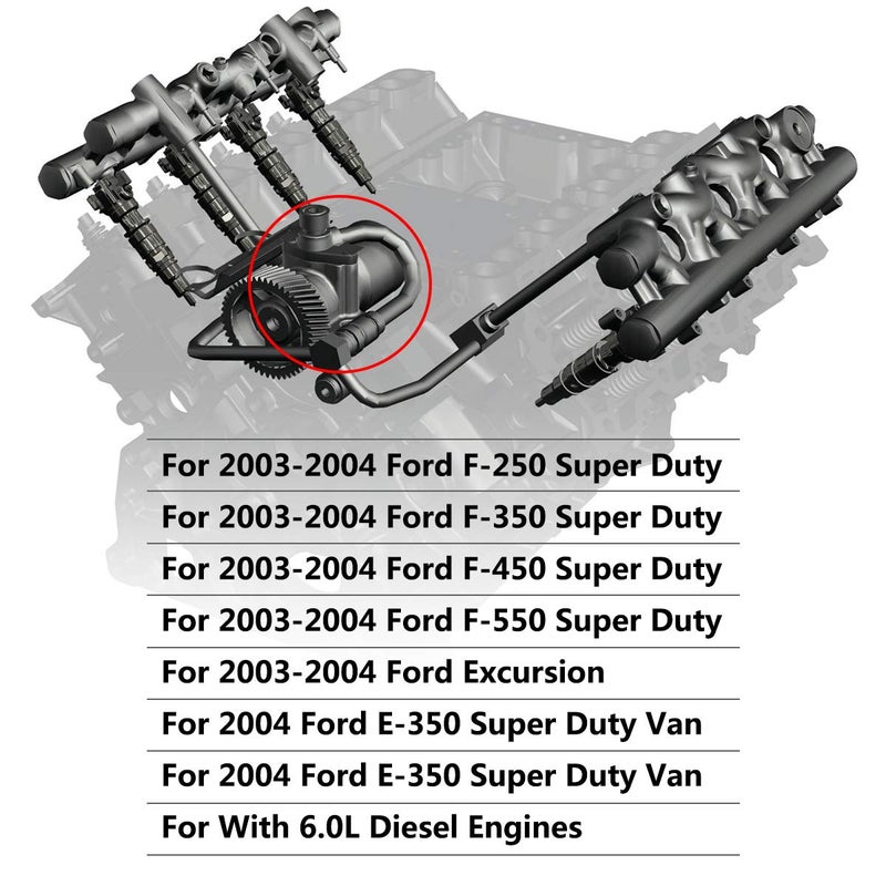 TIKSCIENCE HPOP Discharge Tube,Fits for Ford 2003-2004 6.0 L F-250 F350 F450 F-550 Super Duty,Fits for Ford Excursion 2003-2004,Fits for Ford E-350 Super Duty Van,High Pressure Oil Pump Replace 3C3Z-9T288-AA - Image 4
